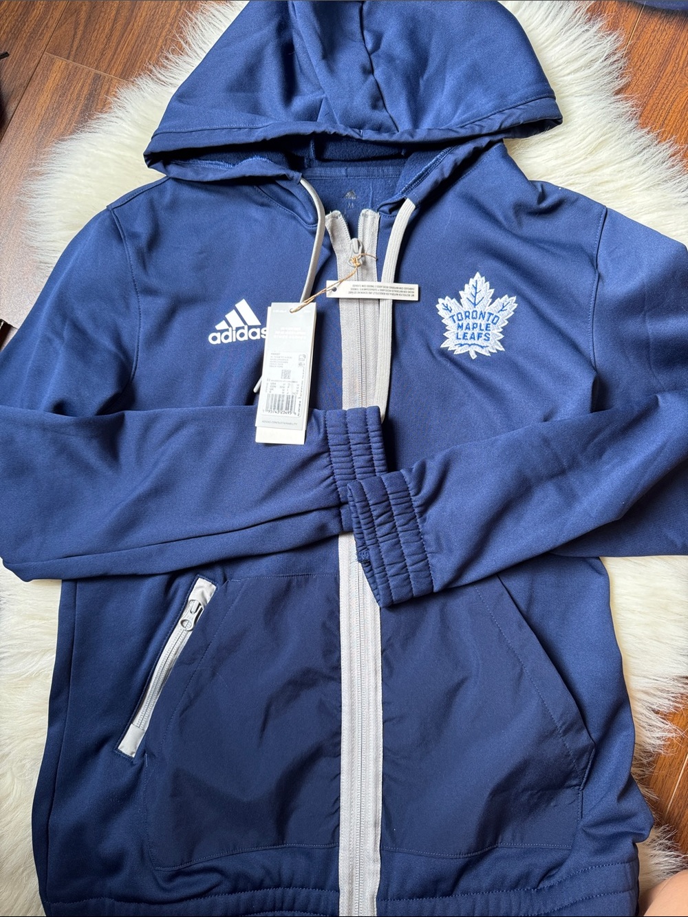 NWT adidas Navy Toronto Maple Leafs Full-Zip Hoodie with Gray Trim